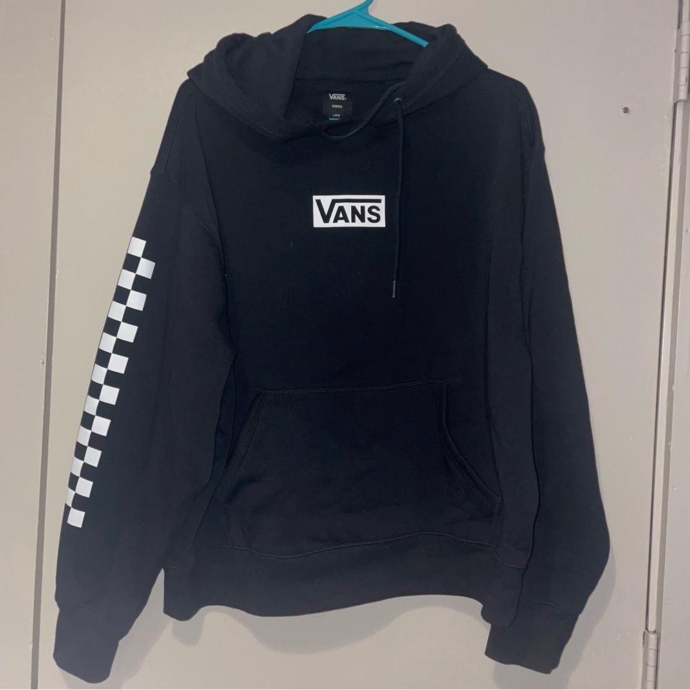 Vans Black hoodie with Checkered Sleeve